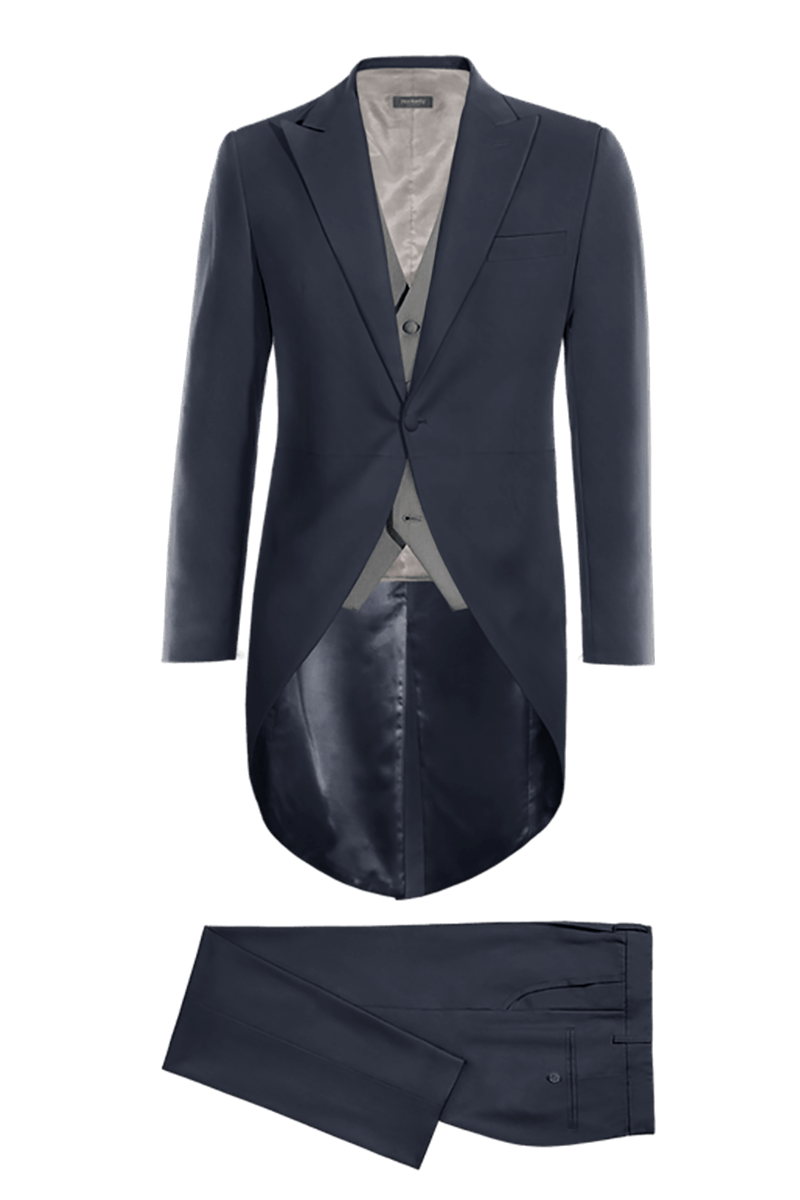 Blue Peak Lapel Morning Dress 2-Piece Suit