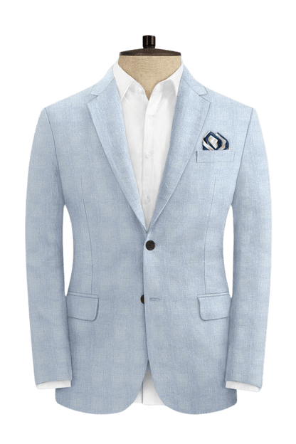 Blue Plaid 2-Button Linen Suit