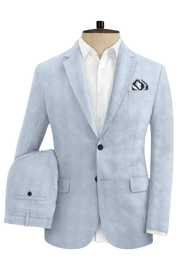 Blue Plaid 2-Button Linen Suit