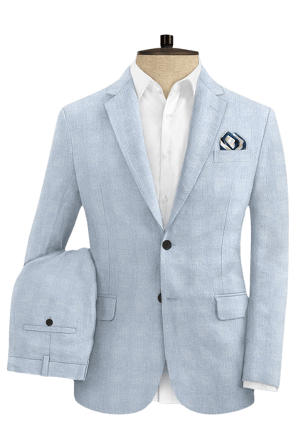 Blue Plaid 2-Button Linen Suit