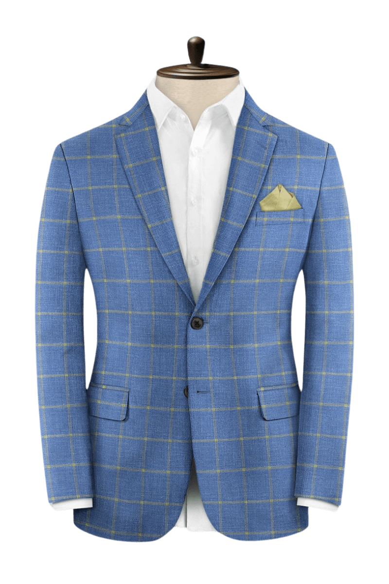 Blue Plaid 2-Button Wool Suit