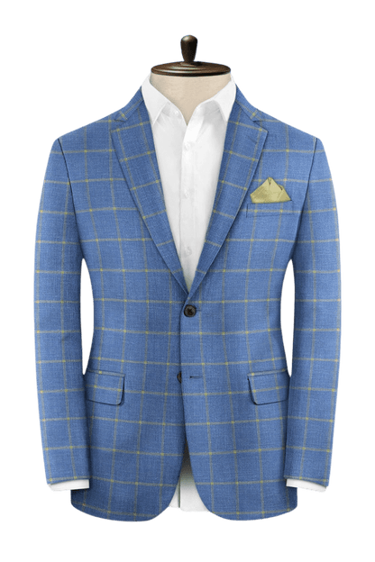 Blue Plaid 2-Button Wool Suit