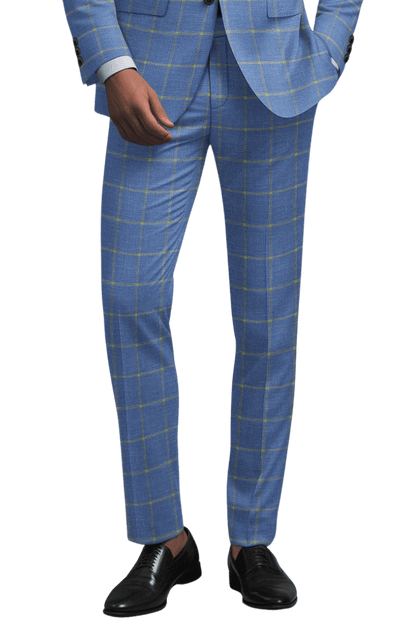 Blue Plaid 2-Button Wool Suit