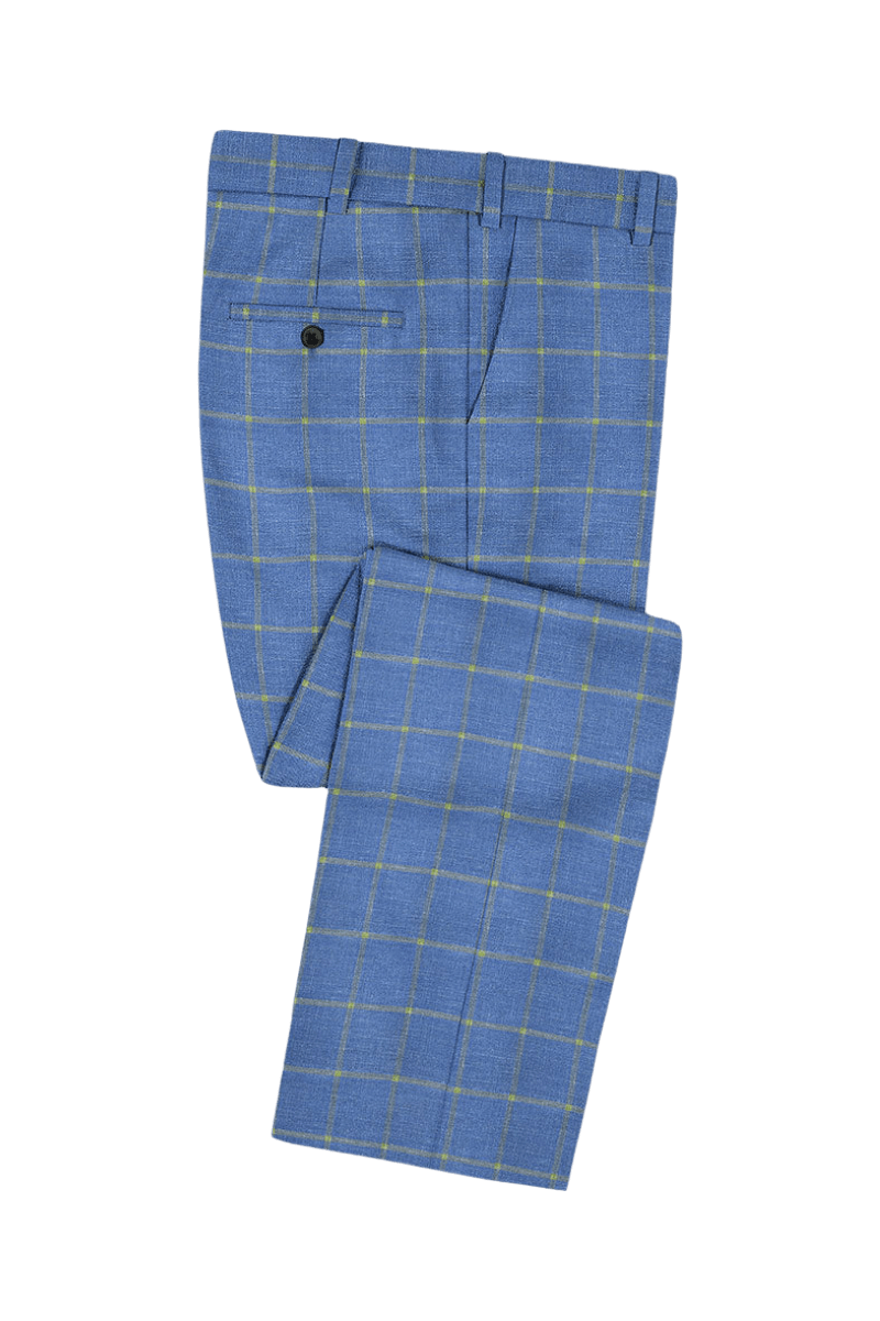 Blue Plaid 2-Button Wool Suit