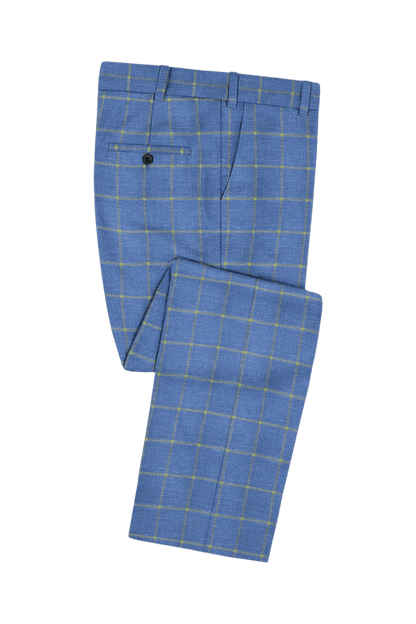 Blue Plaid 2-Button Wool Suit