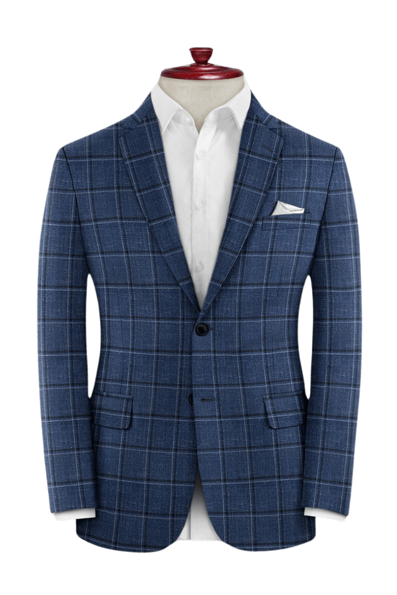 Blue Plaid Linen Lightweigh Suit