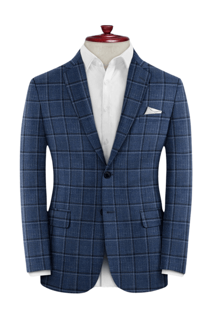 Blue Plaid Linen Lightweigh Suit