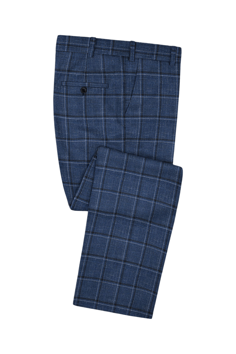 Blue Plaid Linen Lightweigh Suit