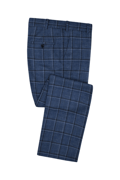 Blue Plaid Linen Lightweigh Suit