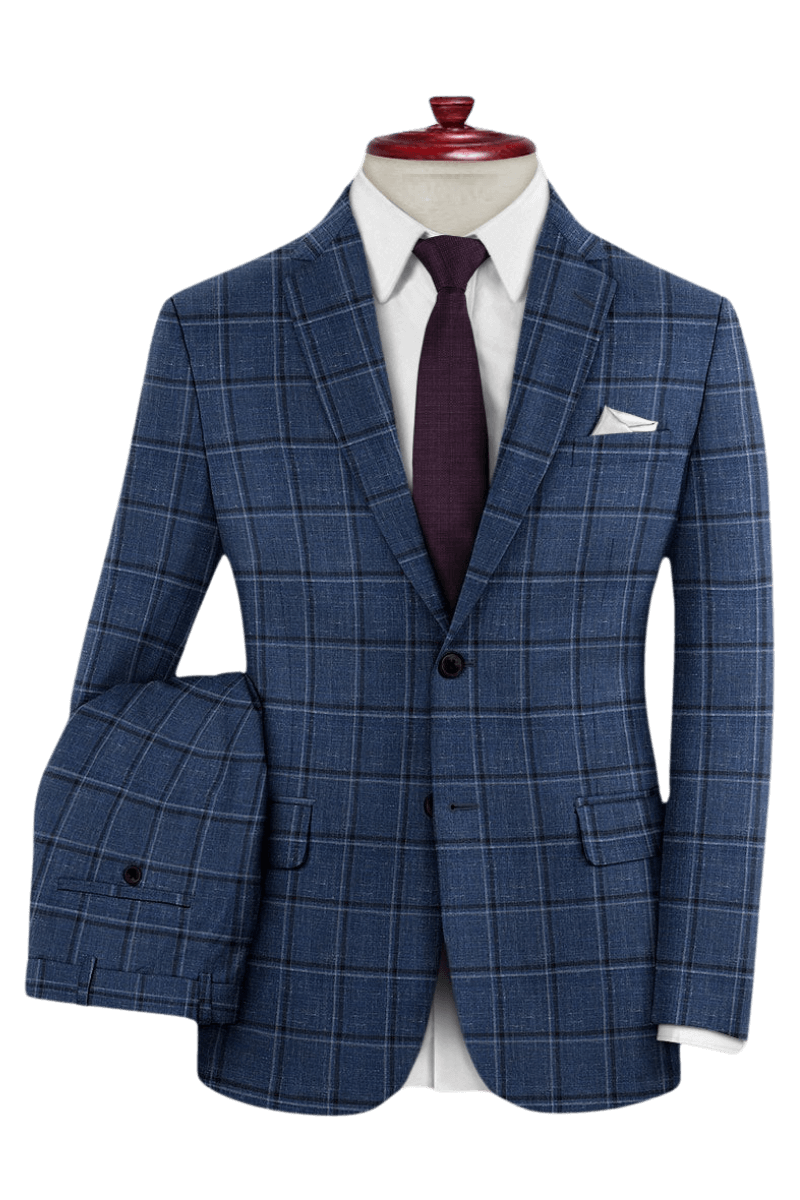 Blue Plaid Linen Lightweigh Suit