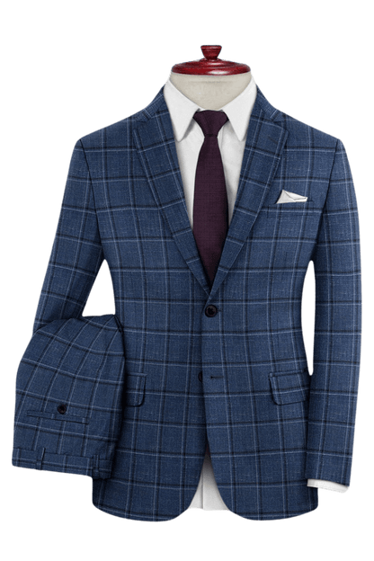 Blue Plaid Linen Lightweigh Suit