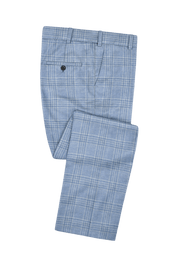 Blue Plaid Wool Lightweight Suit