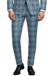 Blue Plaid Wool Single Vent Suit