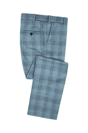 Blue Plaid Wool Single Vent Suit