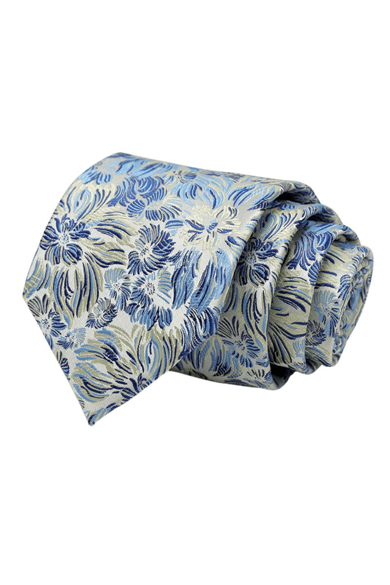 Blue Premium Petite Floral Tie