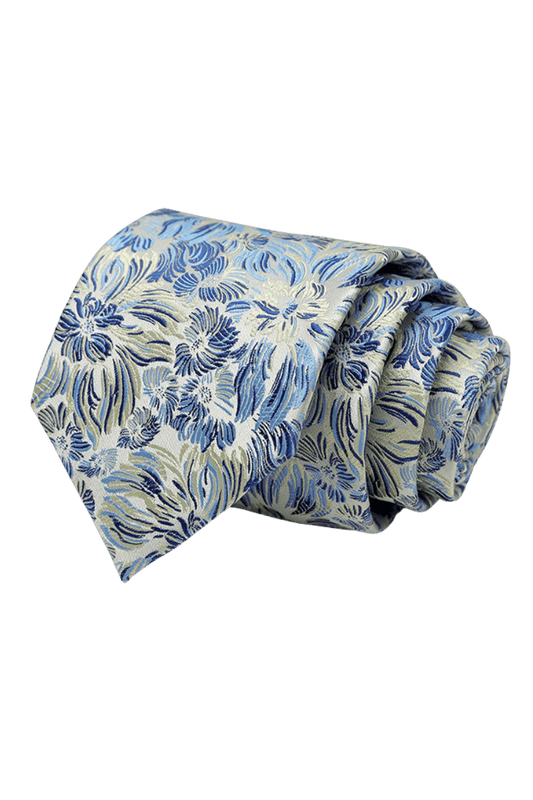 Blaue Premium Petite-Krawatte mit Blumenmuster 