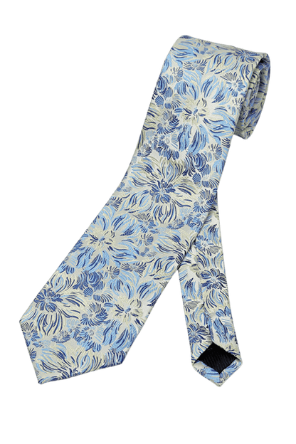 Blaue Premium Petite-Krawatte mit Blumenmuster 