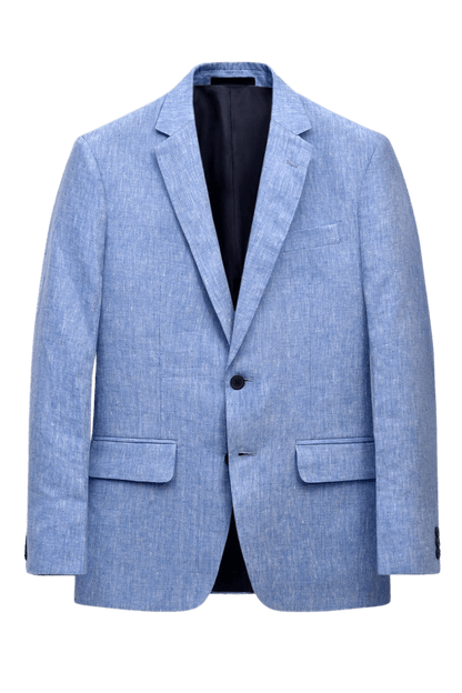 Blue Solid 2-Button Linen Suit