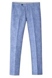 Blue Solid 2-Button Linen Suit