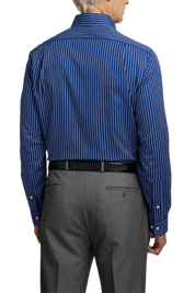 Blue Stretch Non-Iron Stripe Formal Shirt