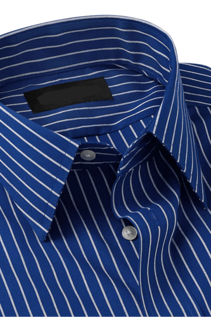 Chemise habillée à rayures extensibles bleues sans repassage 