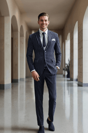 Blue Stripe Cotton Single Vent Suit