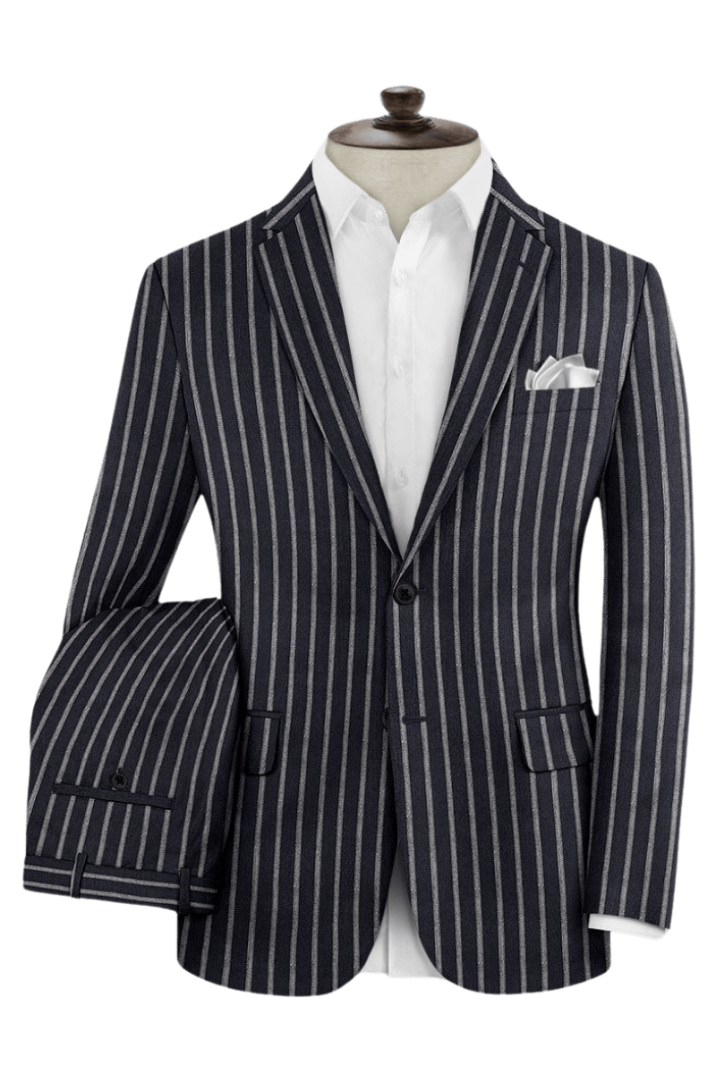 Blue Stripe Cotton Single Vent Suit