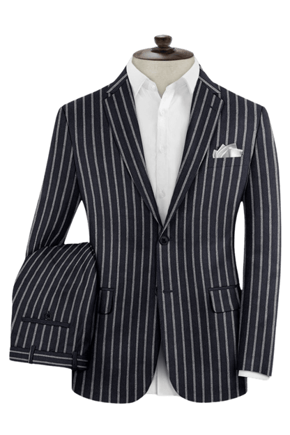 Blue Stripe Cotton Single Vent Suit