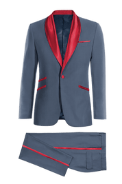 Blue Tuxedo with Red Lapel Suit