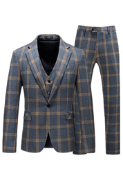 Blue Windowpane Classic Slim Fit 3-Piece Suit