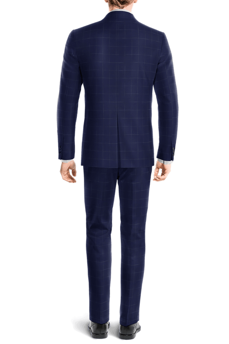 Blue Windowpane Stretch 2-Button Suit