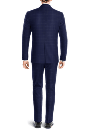 Blue Windowpane Stretch 2-Button Suit