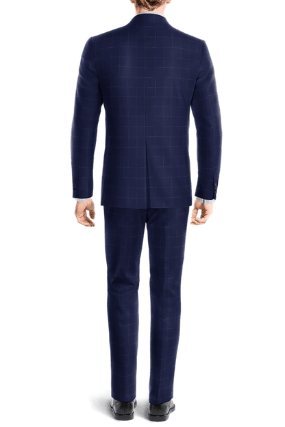 Blue Windowpane Stretch 2-Button Suit