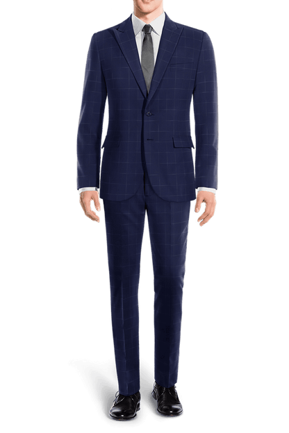 Blue Windowpane Stretch 2-Button Suit