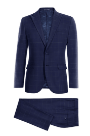 Blue Windowpane Stretch 2-Button Suit