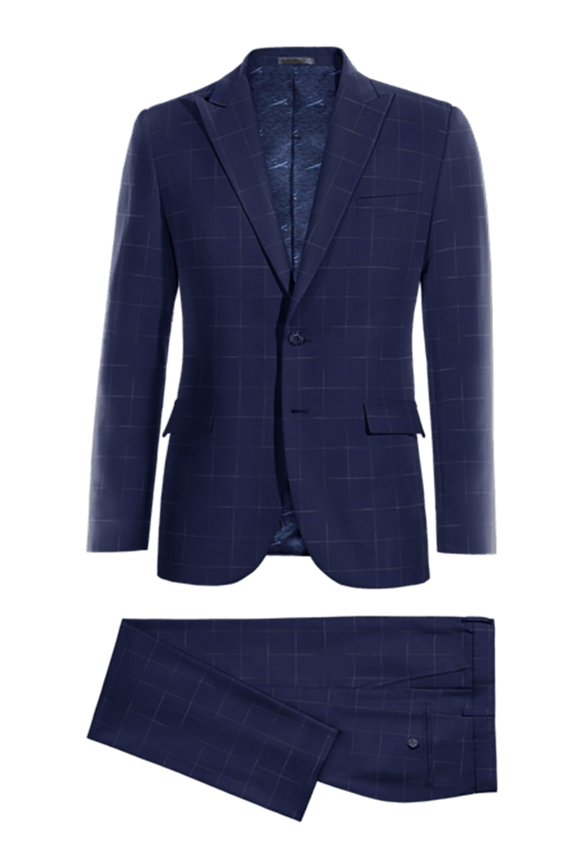 Blue Windowpane Stretch 2-Button Suit