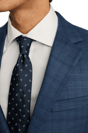 Blue Windowpane Stretch Wool Notch Lapel Suit