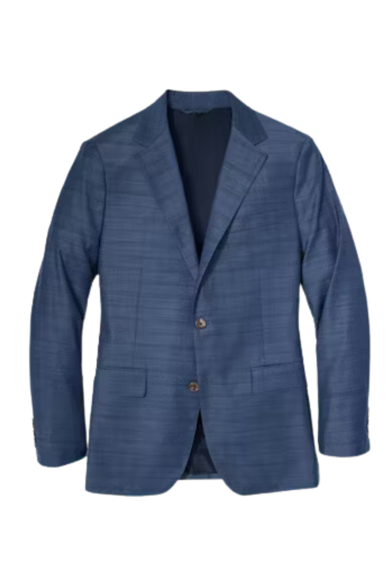 Blue Windowpane Stretch Wool Notch Lapel Suit