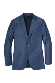 Blue Windowpane Stretch Wool Notch Lapel Suit