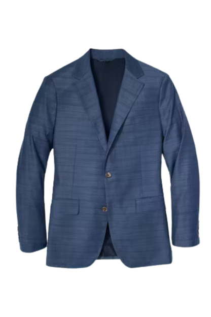 Costume à carreaux bleus en laine stretch à revers crantés