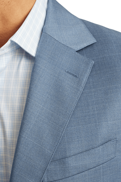 Veste à simple boutonnage en laine bleue à revers crantés et coupe moderne