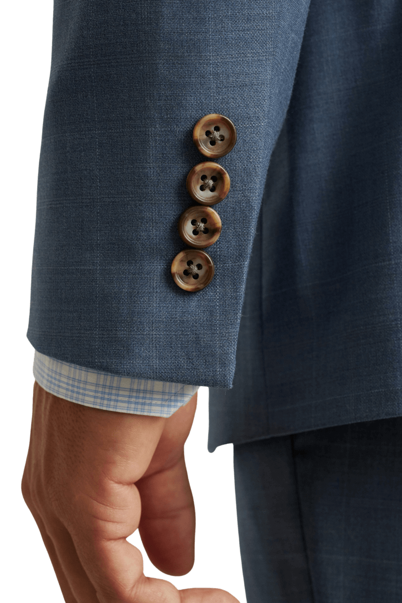 Veste à simple boutonnage en laine bleue à revers crantés et coupe moderne