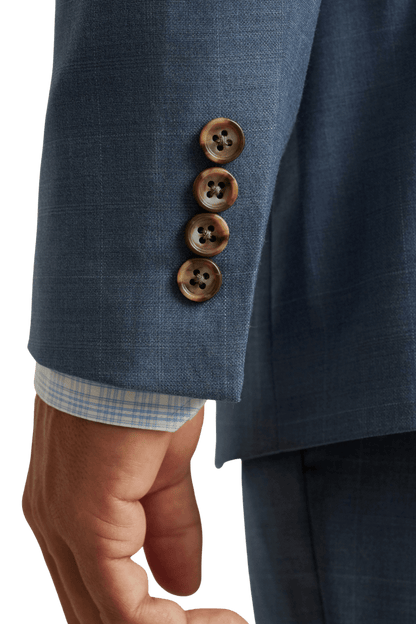 Veste à simple boutonnage en laine bleue à revers crantés et coupe moderne