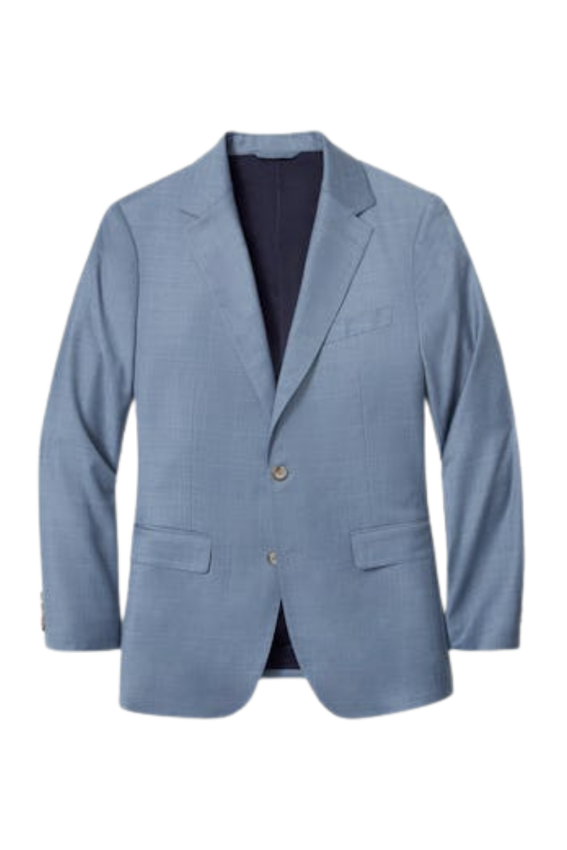 Blue Wool Notch Lapel Modern Fit Single Breasted Jacket