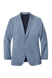 Blue Wool Notch Lapel Modern Fit Single Breasted Jacket