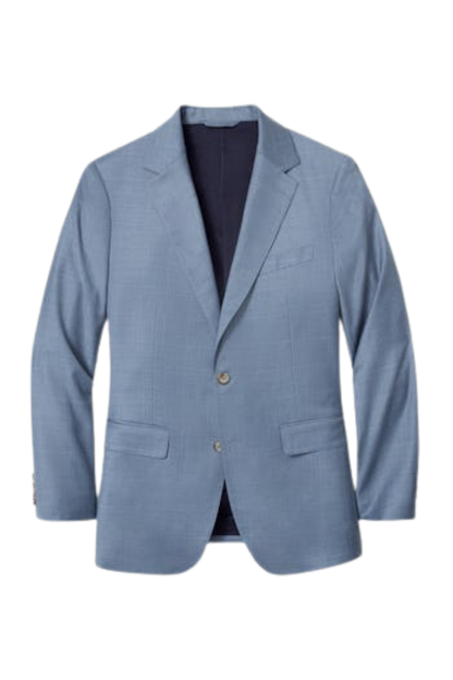 Veste à simple boutonnage en laine bleue à revers crantés et coupe moderne