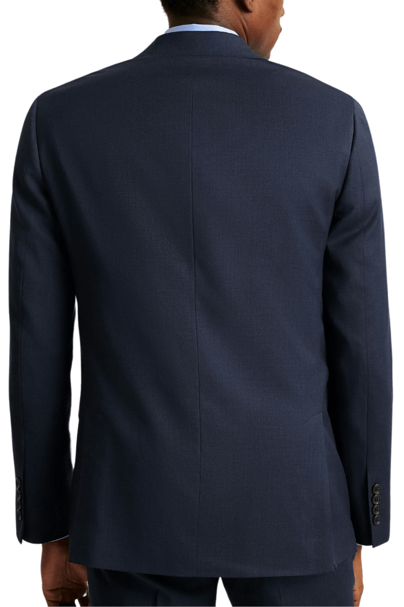 Blue Wool Peak lapel Double Breasted Jacket