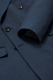 Blue Wool Peak lapel Double Breasted Jacket