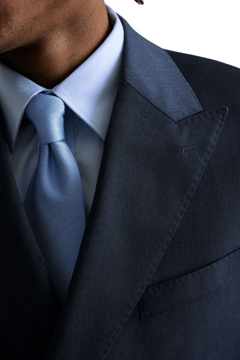 Navy Blue Peaked Lapel Double Breasted Jacket