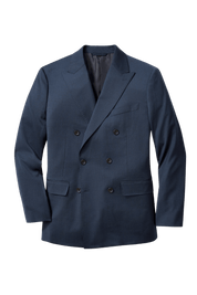 Blue Wool Peak lapel Double Breasted Jacket